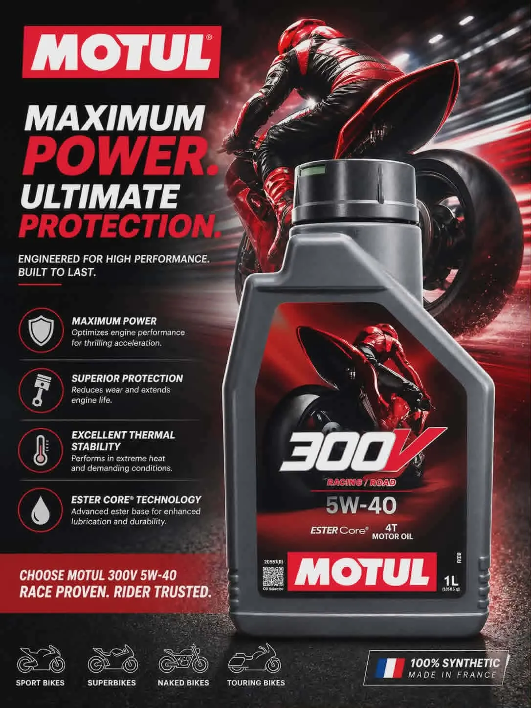 Motul 300V FACTORY LINE 5W40 RR 1L - Image 2